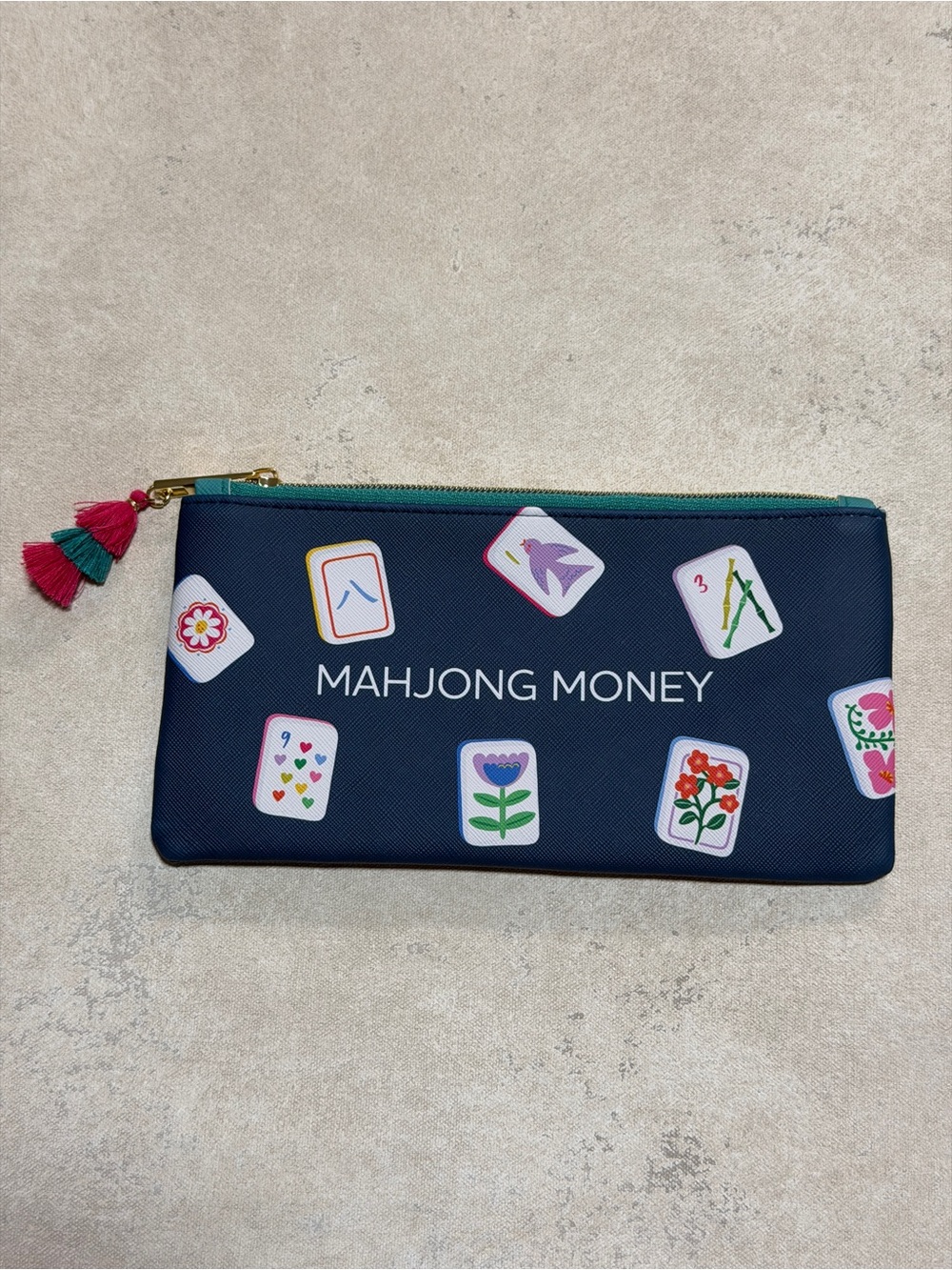 Mahjong Money Navy Zip Pouch Pencil Case